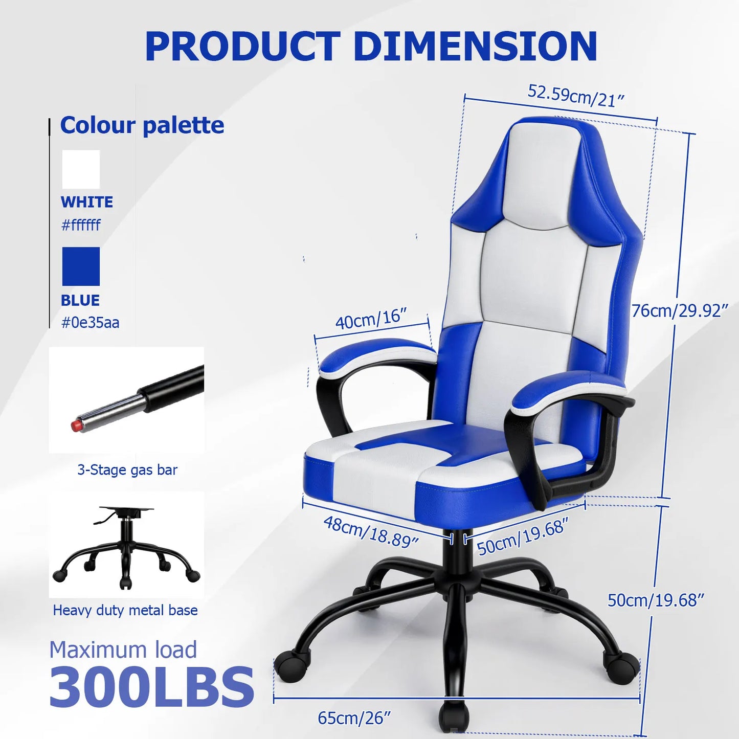 Gaming Chair, Video Game Chairs Breathable PU Leather, Comfortable Swivel Seat Height Adjustable Computer Chair