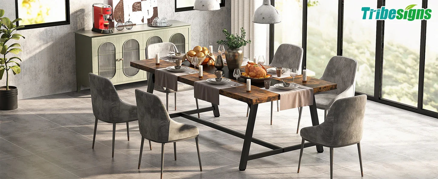 Tribesigns Dining Table for 8 People, 70.87" Rectangular Wood Kitchen Table