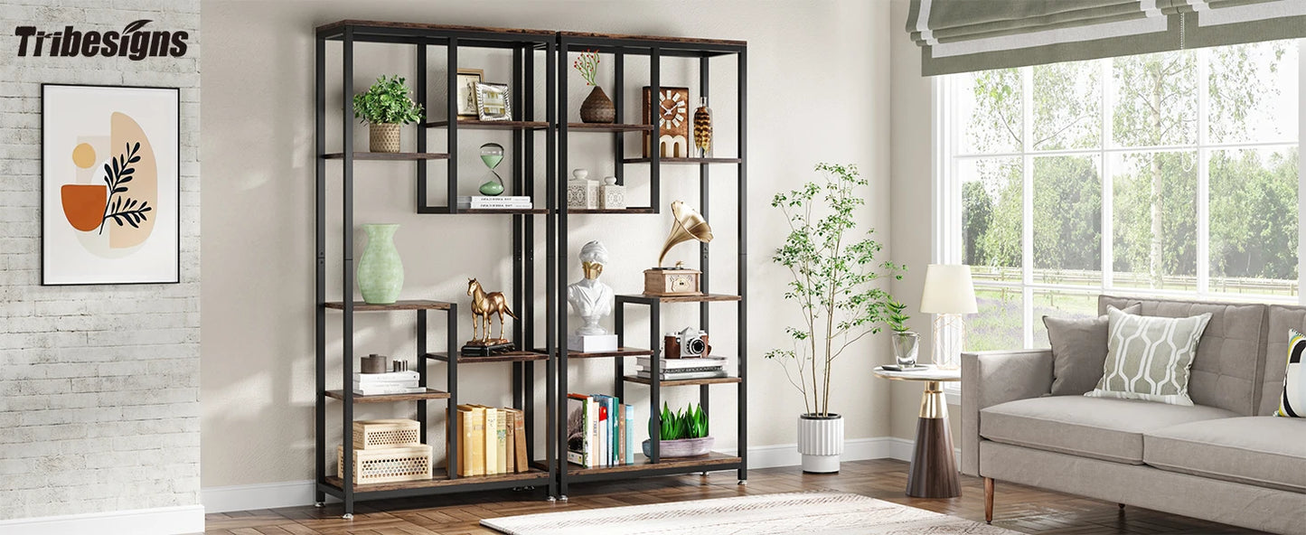 Tribesigns 6-Tier Tall Bookshelf Bookcase, Industrial 8-Shelf Open Bookcase Storage Display Book Shelves