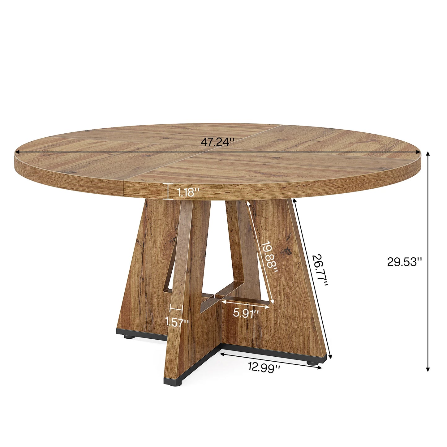 Tribesigns Round Dining Table for 4, 47 Inch Farmhouse Kitchen Table Small Dinner Table Kitchen Dinning Table for Dining Room