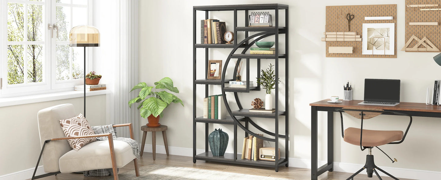 Tribesigns Bookshelf Industrial 5 Tier Etagere Bookcase, Freestanding Tall Bookshelves Display Shelf Storage Organizer