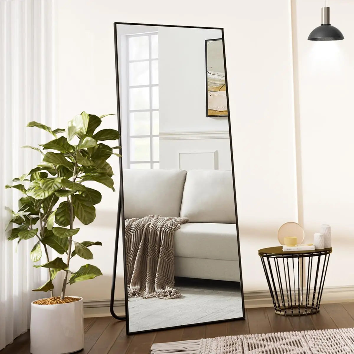 64"x21" Floor Mirror Full Length, Bedroom Floor Body Mirror with Stand, Leaning, Standing or Hanging Horizontally Vertically