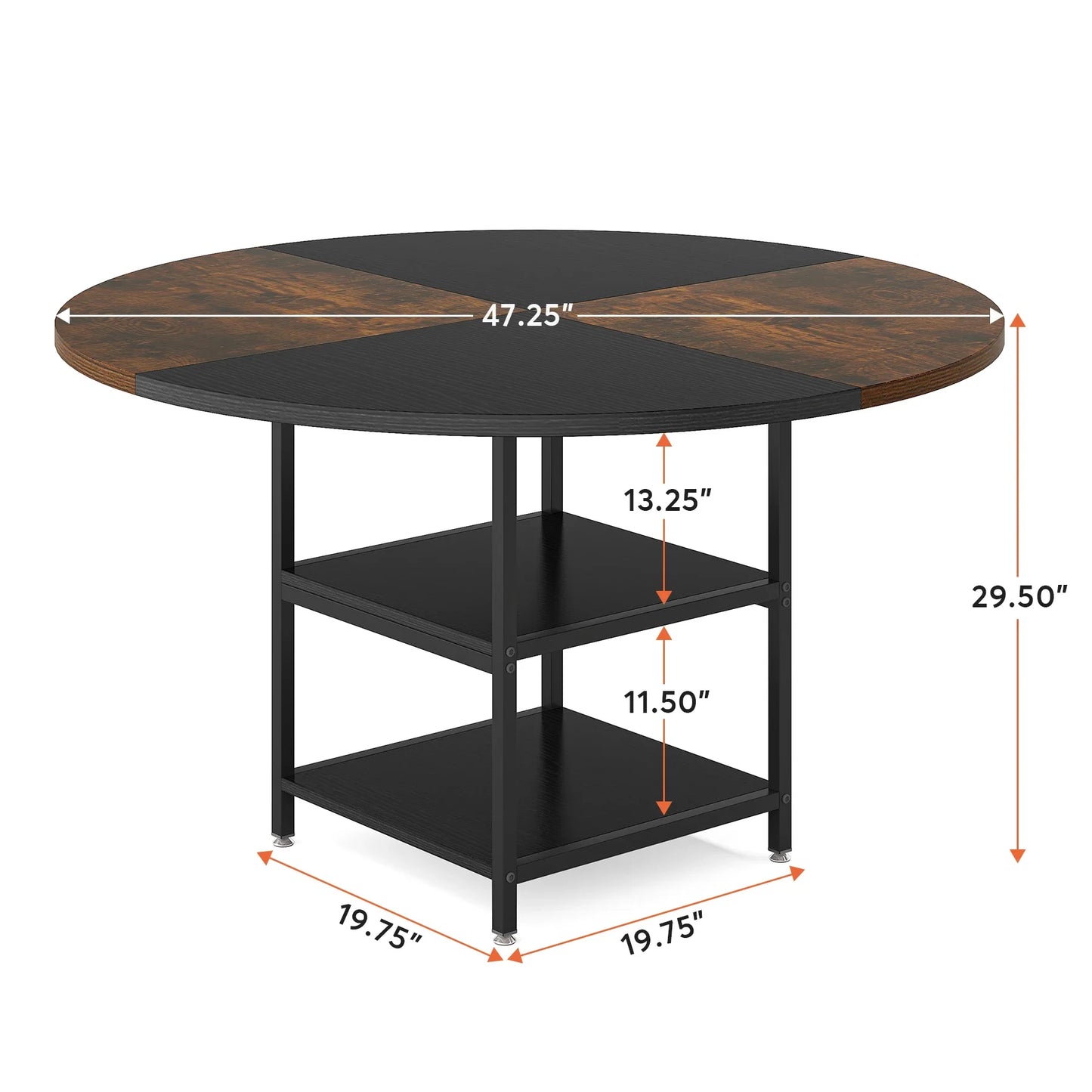 Tribesigns 47 inch Round Dining Table for 4, Wood Kitchen Table Large Dinner Table with Storage Shelf for Home Dining Room