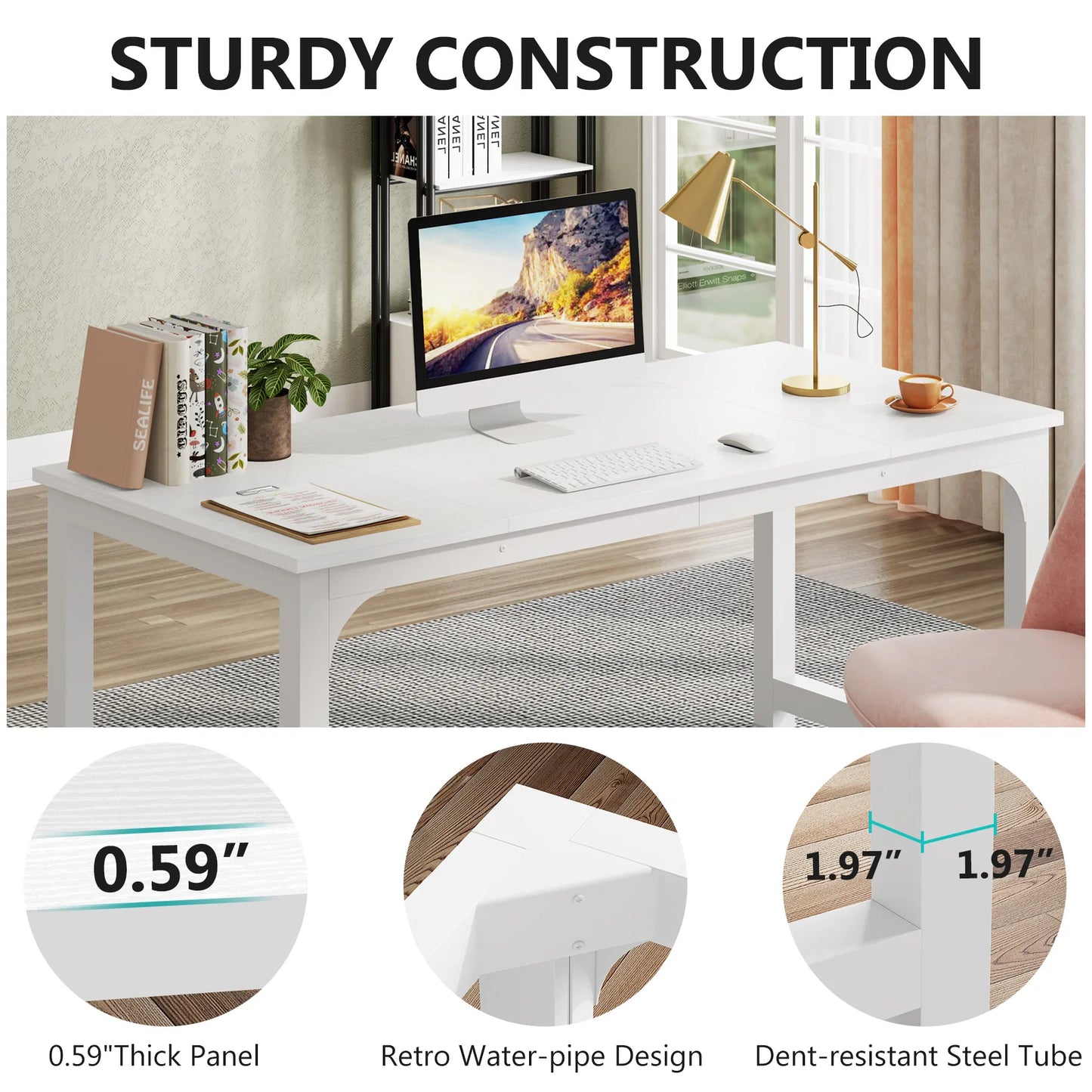 Tribesigns Large Office Desk Computer Table Study Writing Desk Workstation for Home Office Modern Computer Desk