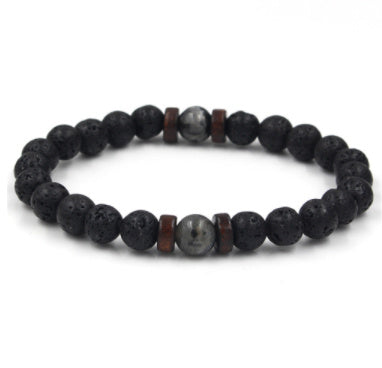 Personality Men's Black Volcanic Stone Bracelet