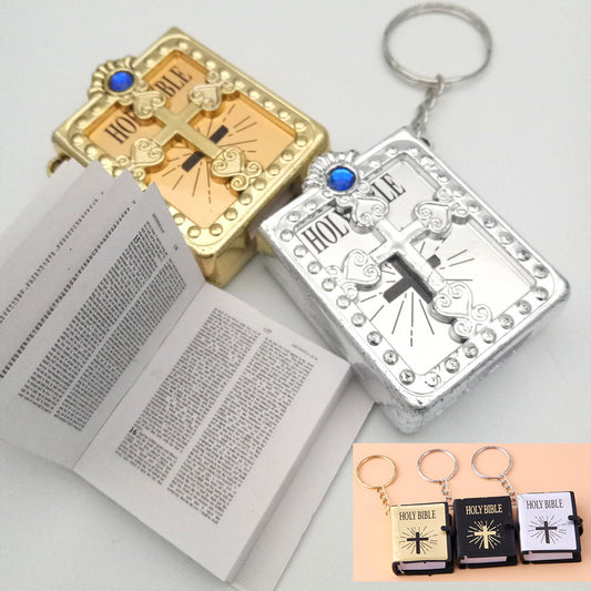 Mini HOLY Bible Keychain Religious Christian Jesus Cross Key Chain Women Prayer God Bless Gift Souvenirs Keyring