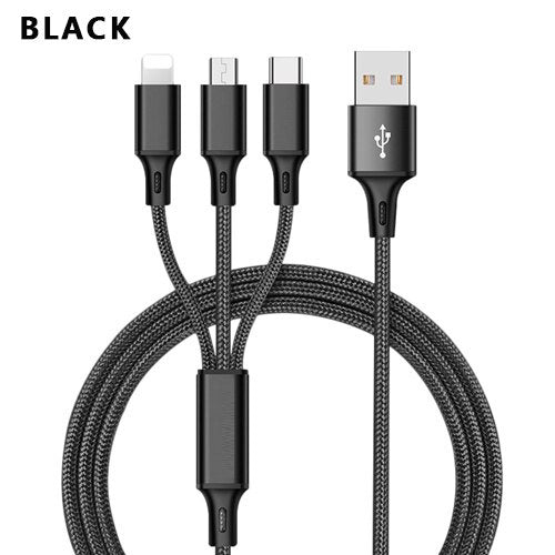 3 In 1 USB Cable For 'IPhone XS Max XR X 8 7 Charger Micro USB Cable For Android USB