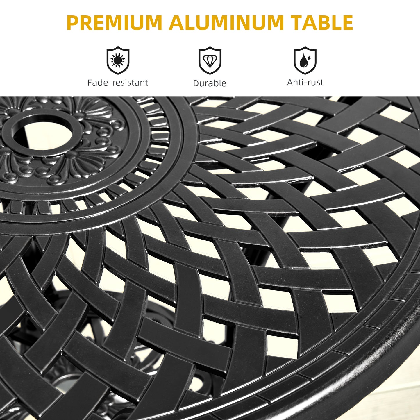 30'' Aluminum Table Patio Bistro Round Table Outdoor Furniture Heavy Duty Black