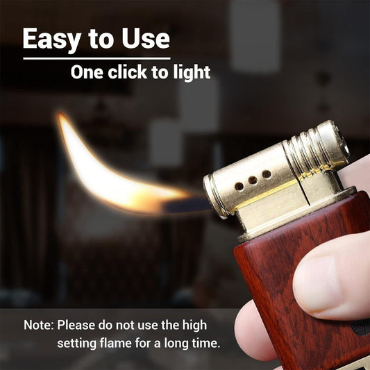 Pipe Lighter Soft Flame Refillable Gas Wooden Case Fire Starter Cigarette Candle Lighter For Men Women Gift