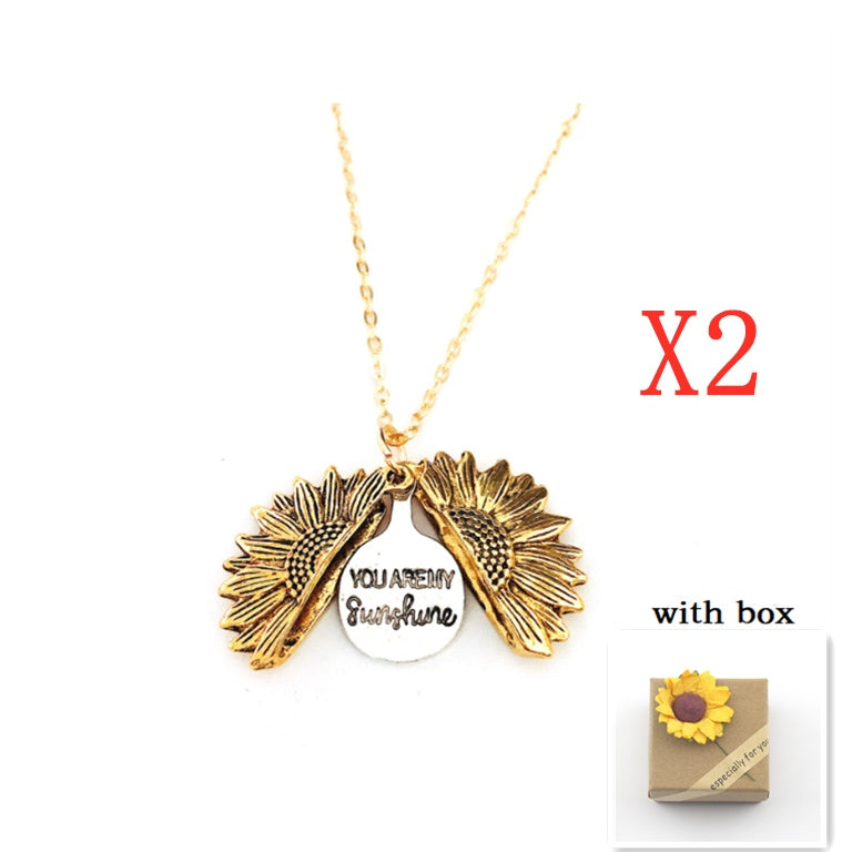 Sunflower Double Lettering Necklace