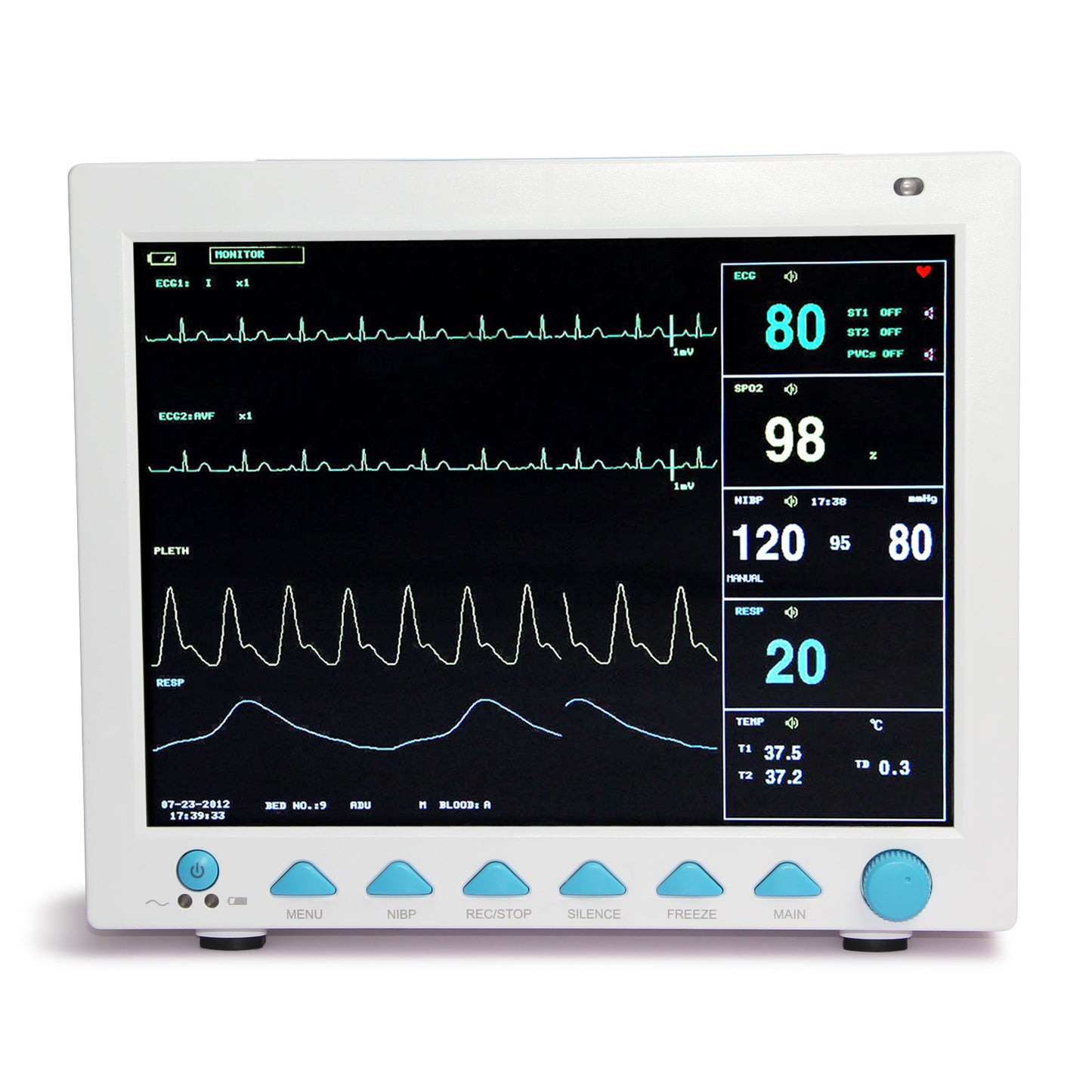 ETCO2 Sidestream Capnography Vital Signs ICU CCU Patient Monitor 7 Parameters CONTEC