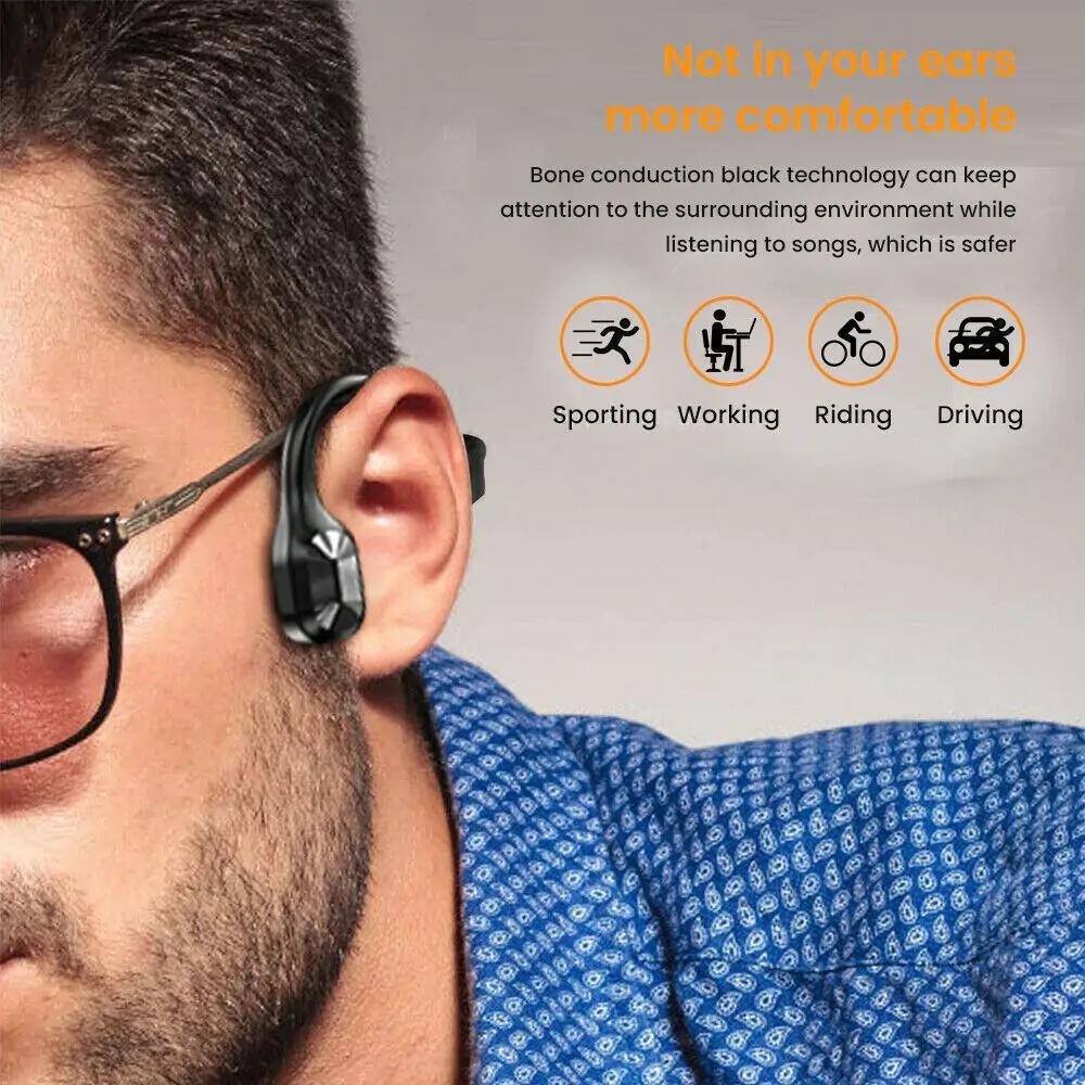 Bone Conduction Headphones Waterproof Open Ear Wireless Earbuds Bluetooth Long Playtime Sports Headset