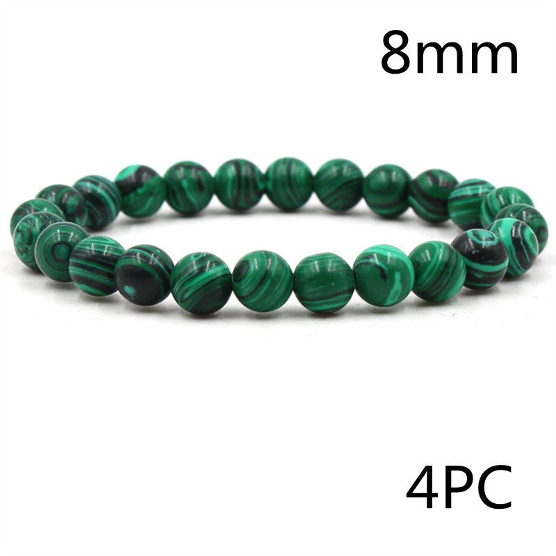 Classic Black Matte Green Malachite Bracelets Suitable Women Men Elastic Strand Jewelry