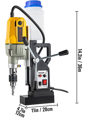 VEVOR 1100W Magnetic Drill Press 7/12 Bits 40mm Electric Mag Bench Tapping Drilling Rig Machine for Engineering Steel Structure